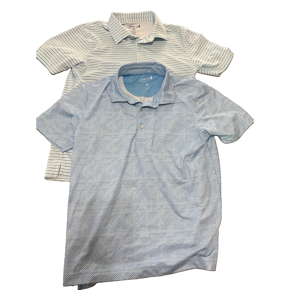Lot 2 Johnnie-O Hangin' Out Performance Polo Striped Blue Boys Size Shirts 12